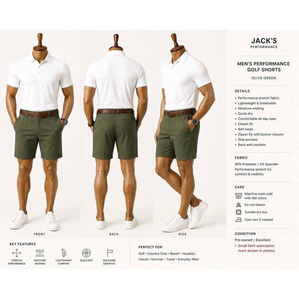 Jachs Men’s Performance Short in  olive and khaki